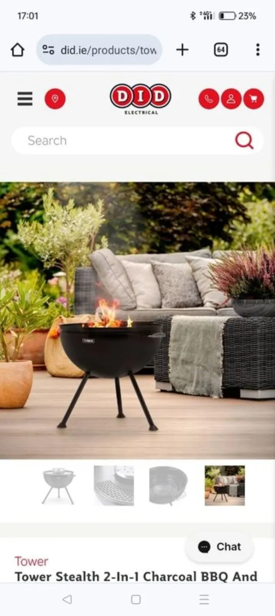 Tower Stealth 2-In-1 Charcoal BBQ And Fire Pit - Image 4