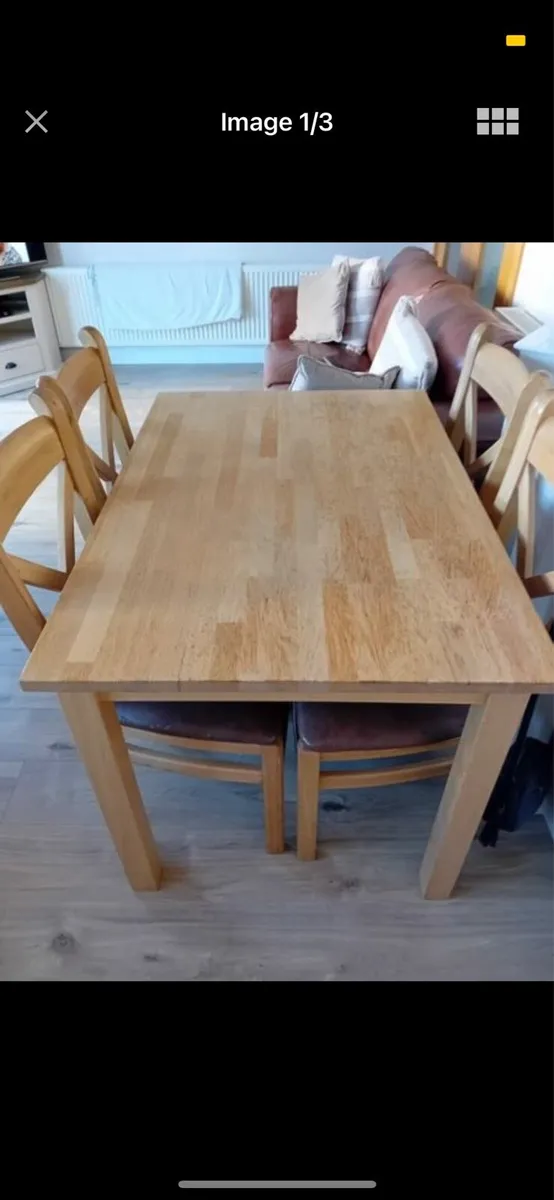 Oak kitchen table + 4 chairs - Image 1