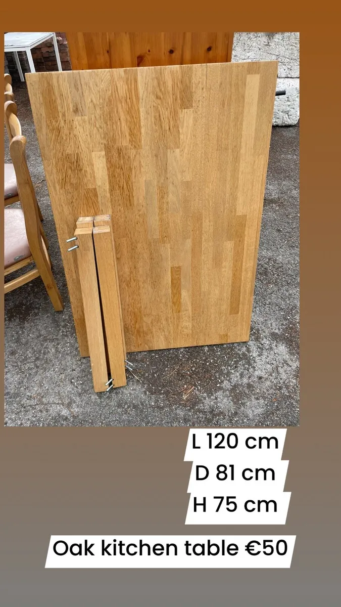Oak kitchen table + 4 chairs - Image 2