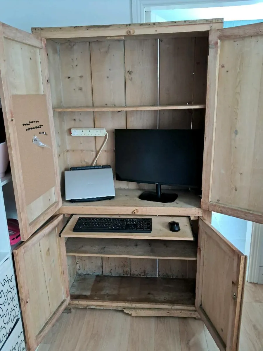 Tall cabinet converted to desk - Image 1