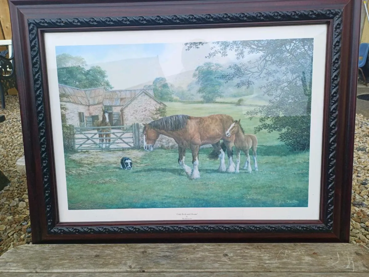 Large Vintage Equestrian Picture - Image 1