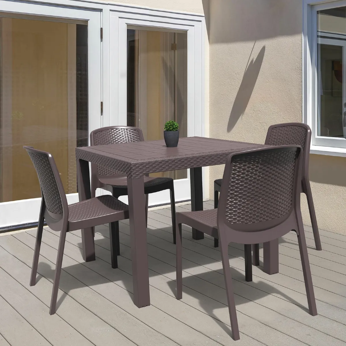 CedarRattan 4 Seater Table  & 4 Armchairs Sets - Image 1