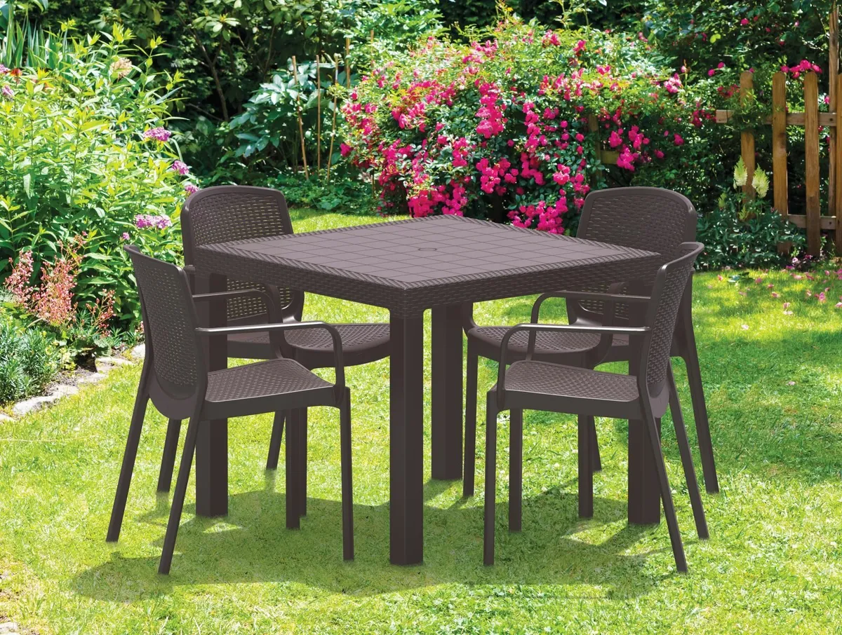 CedarRattan 4 Seater Table  & 4 Armchairs Sets - Image 2