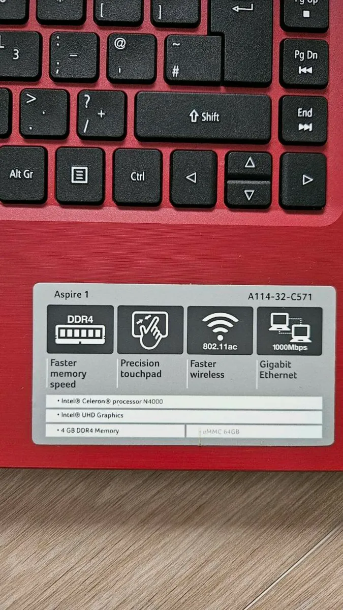 Acer Aspire 1 Laptop - Red - Image 3