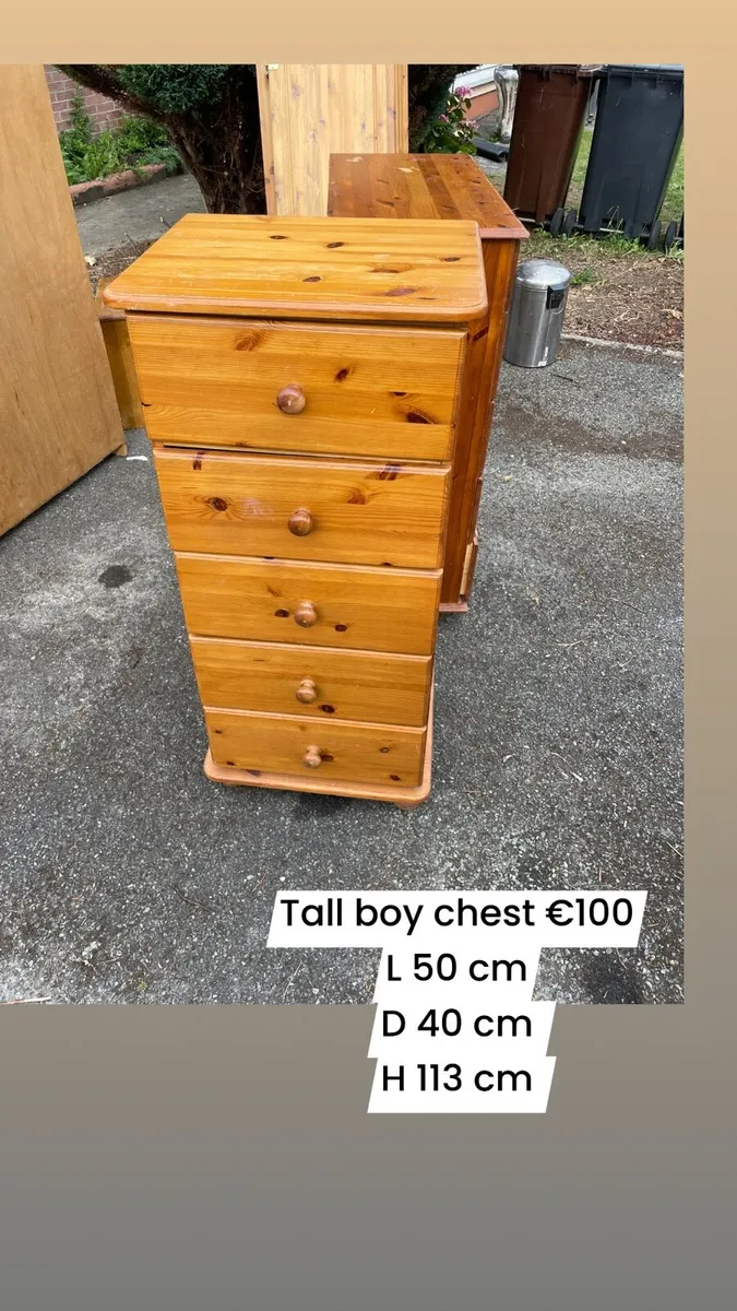 Pine tall boy chest / locker unit - Image 1