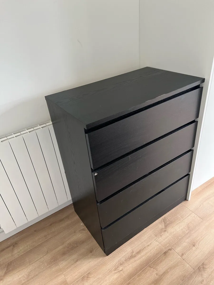 Chest of 4 drawers, black-brown, 80x100 cm - Image 1