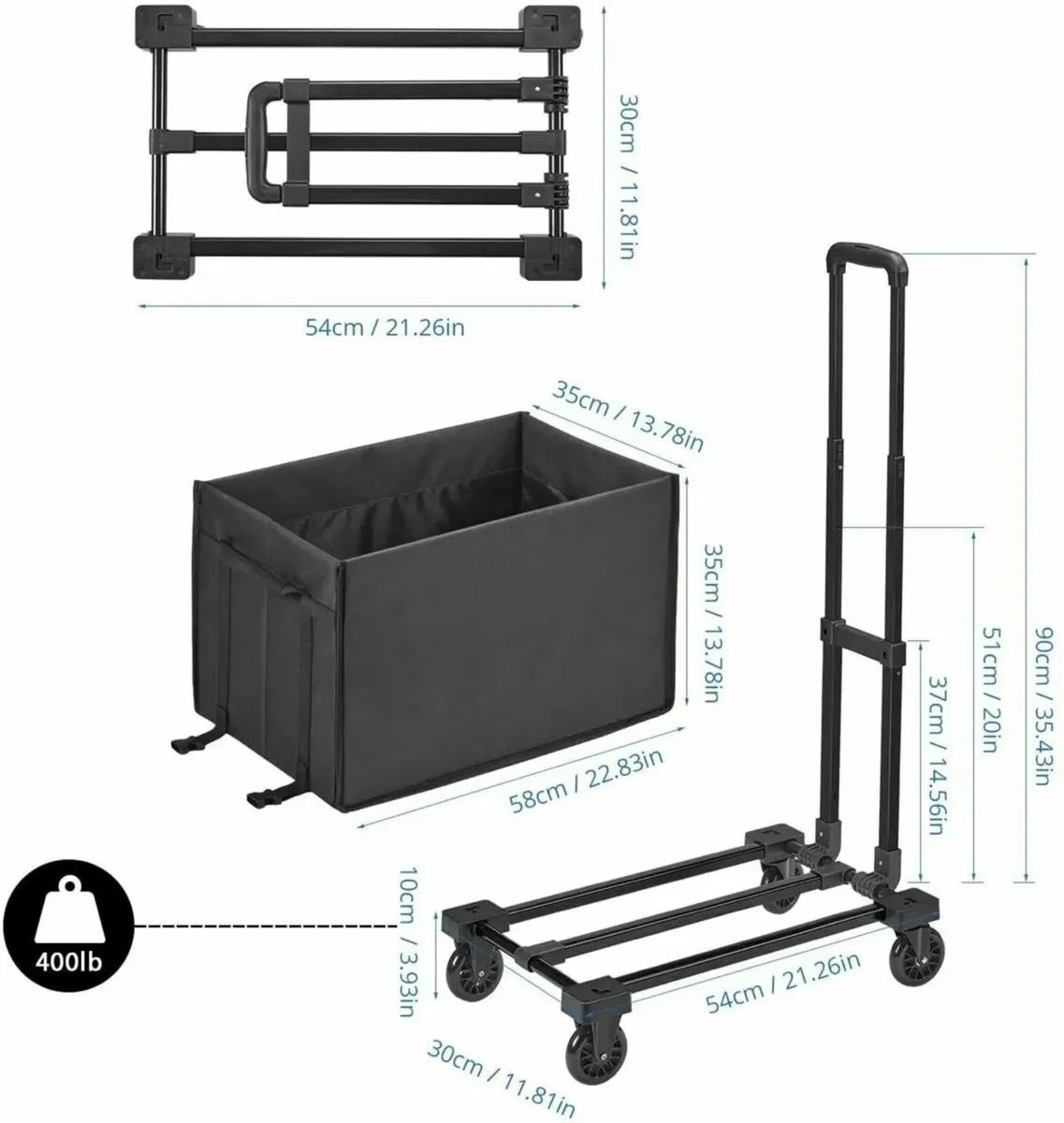 Hand truck with bag for heavy-duty shopping use - Image 2