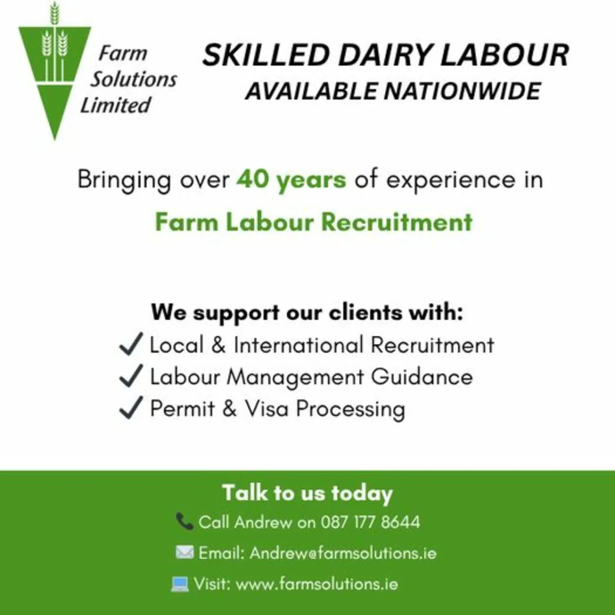 Dairy Labour Farm Worker Farm Manager Nationwide - Image 1