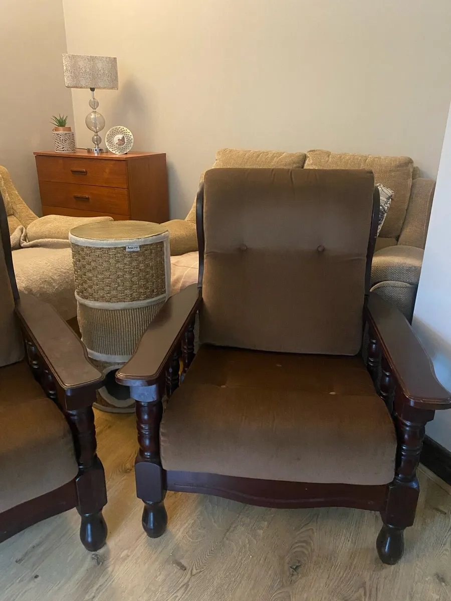 Pair or armchairs velvety chocolate brown - Image 4