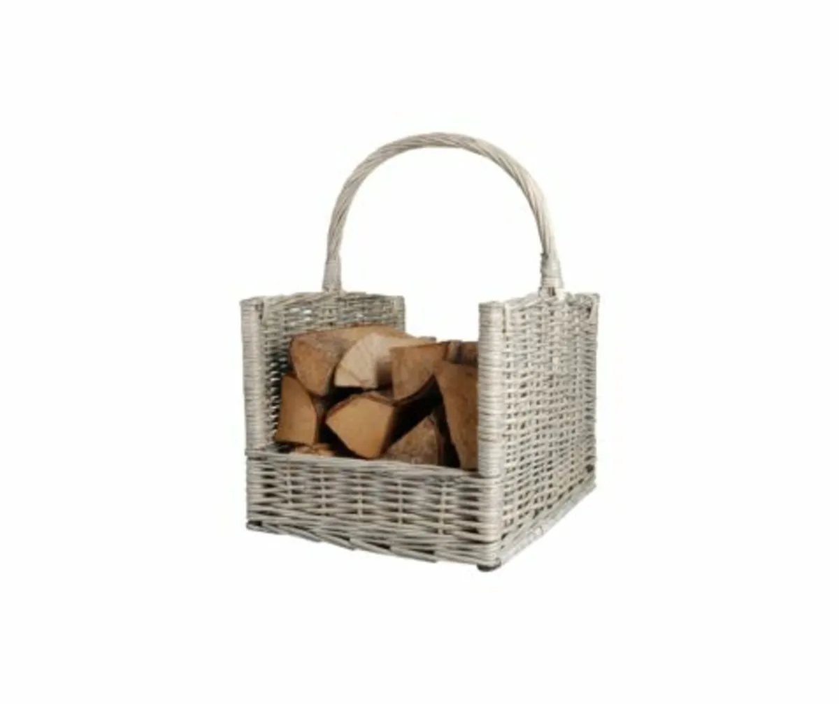 Wood log basket grey - Image 2