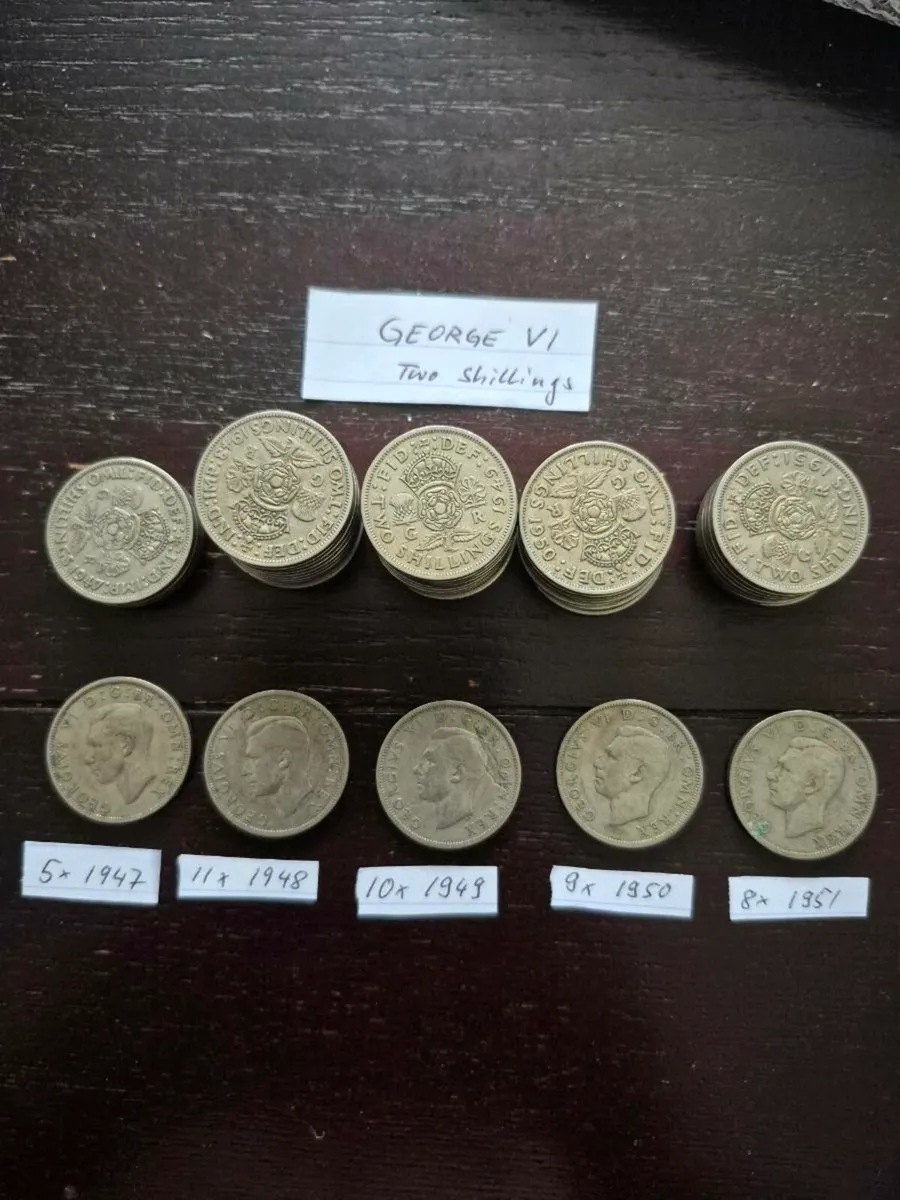 George VI two shilling coins - Image 1