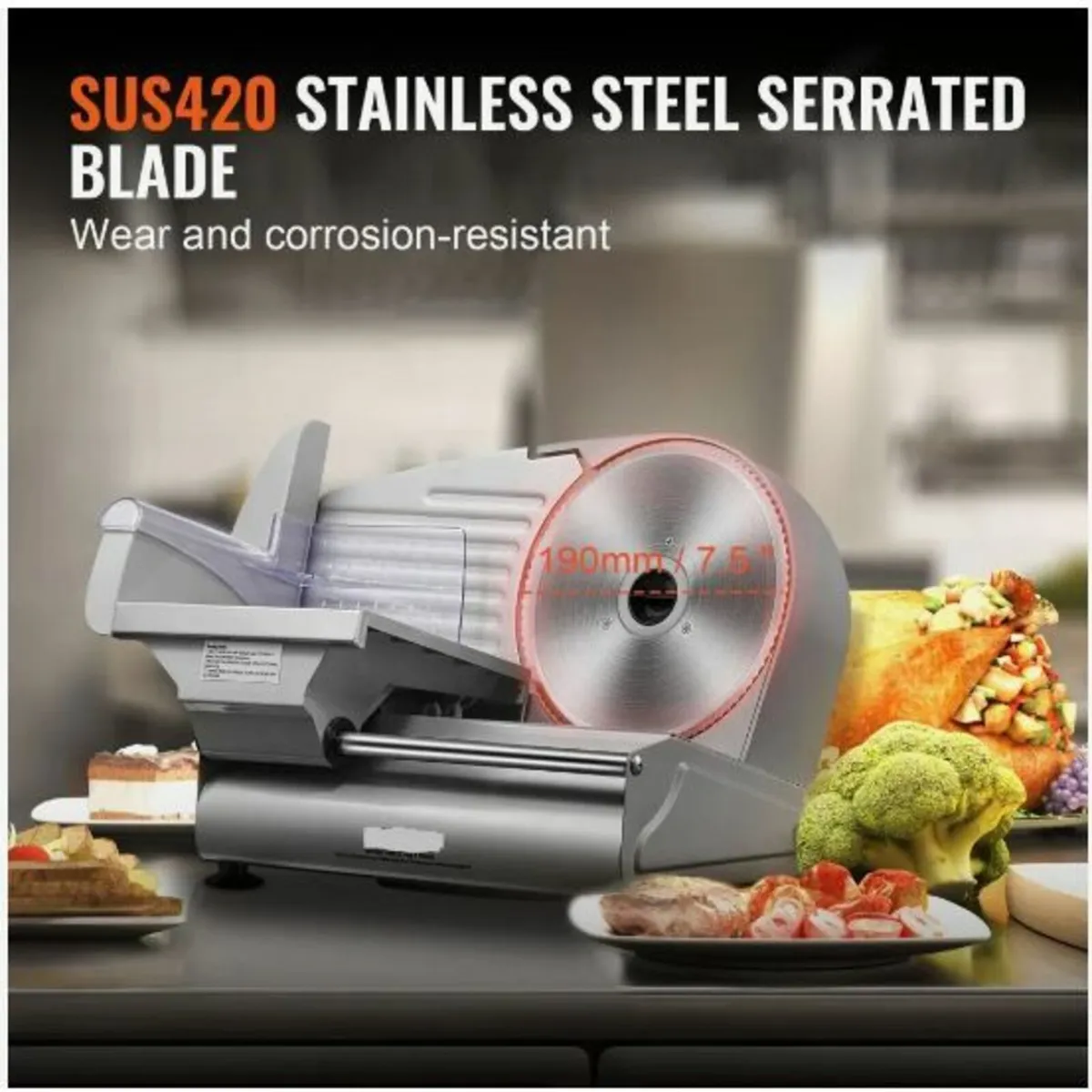 Meat Slicer, 180W Electric Deli Food Slicer - Image 3