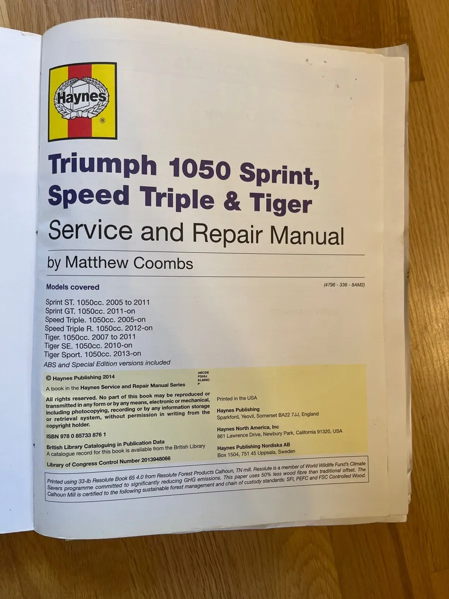 Triumph Tiger 1050se ABS 2x service manual - Image 4