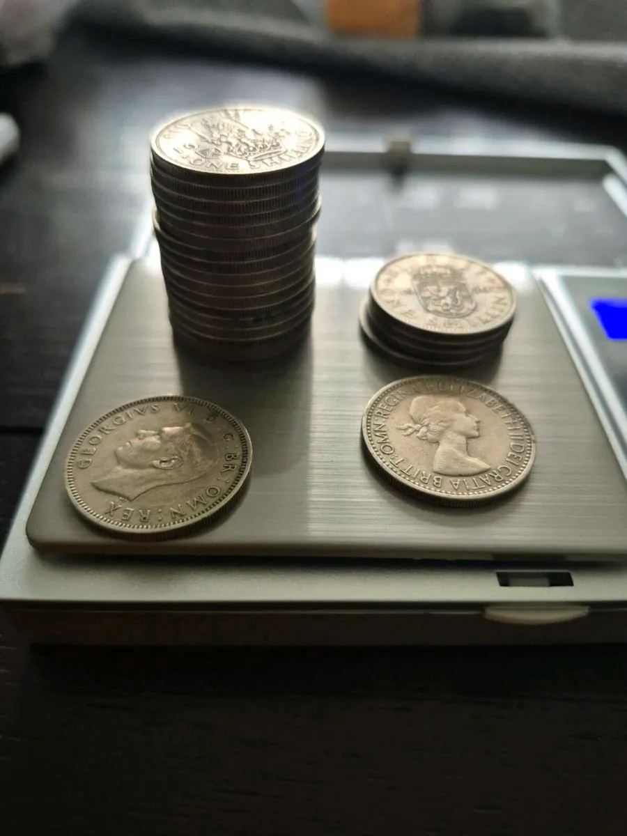 One Shilling  coins George VI  & Elizabeth - Image 3