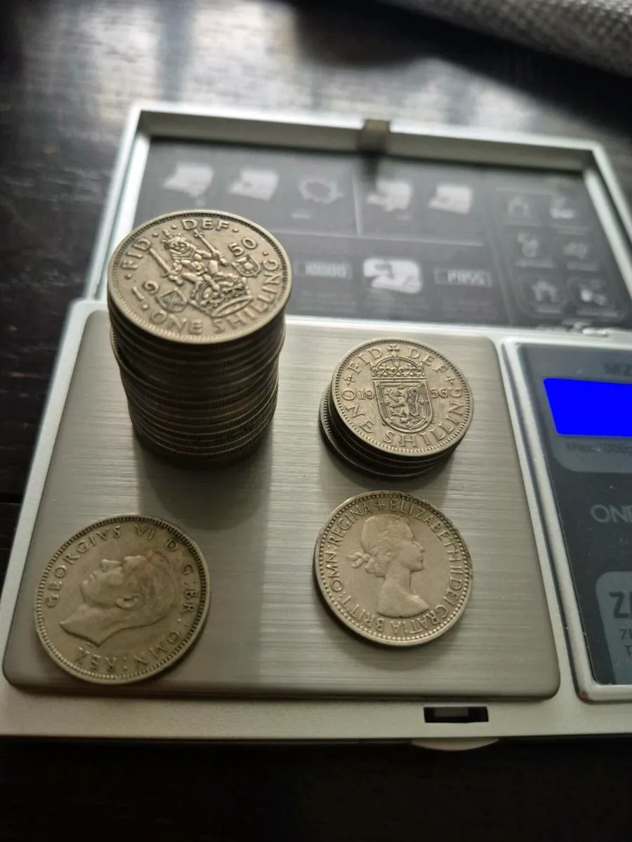 One Shilling  coins George VI  & Elizabeth - Image 1