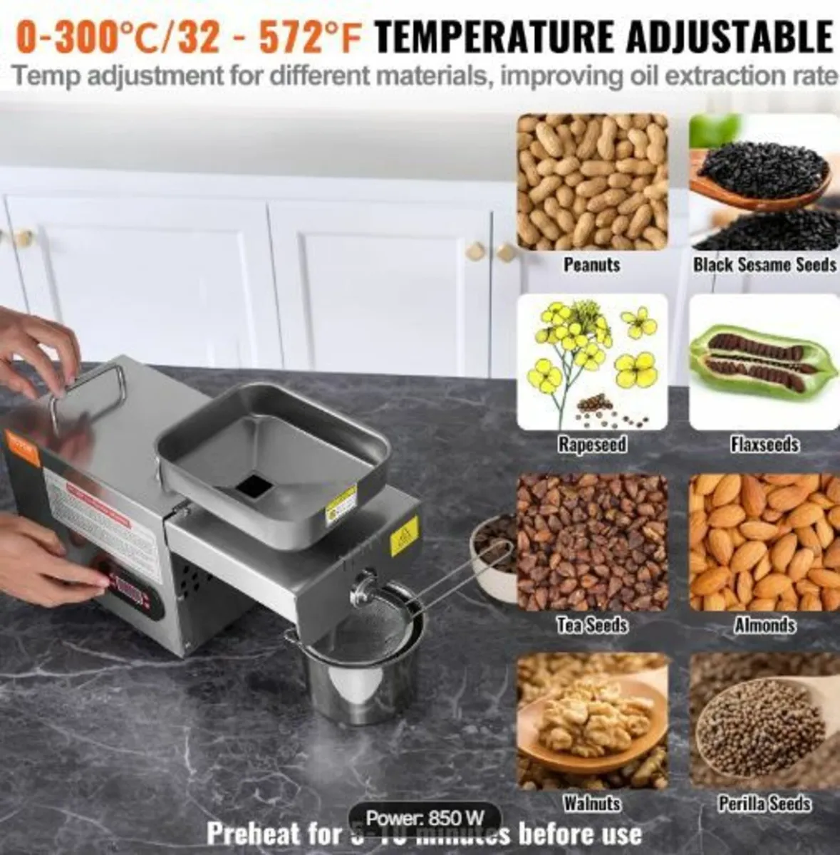 Electric Oil Press Machine, 850W Stainless Steel - Image 3