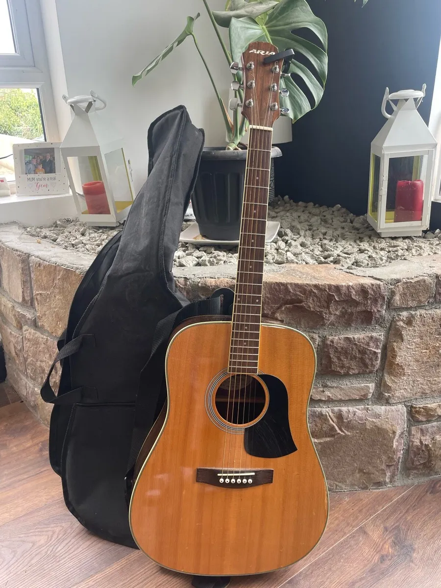 Aria Acoustic Guitar + Gig Bag & Capo - Image 1