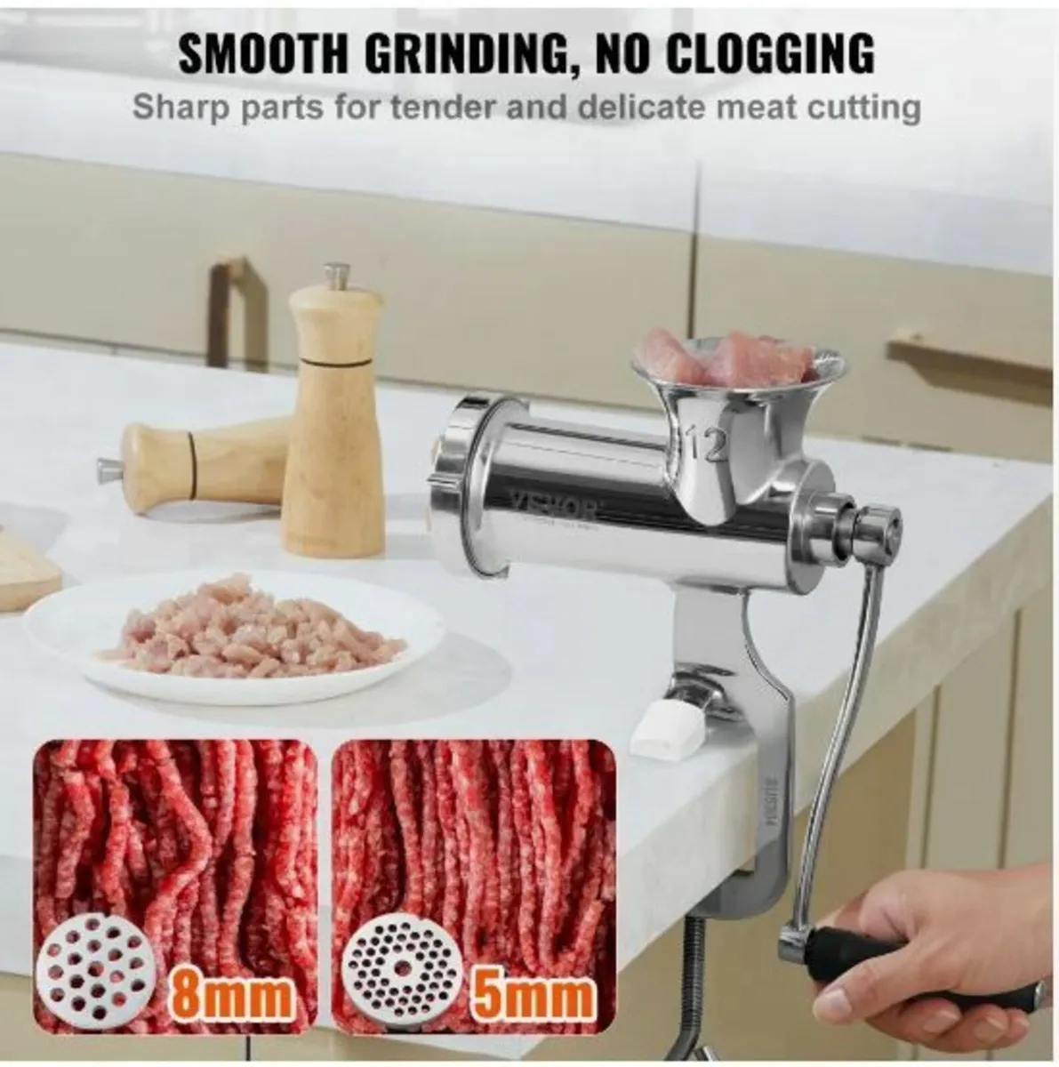 Manual Meat Grinder, 304 Stainless Steel - Image 3
