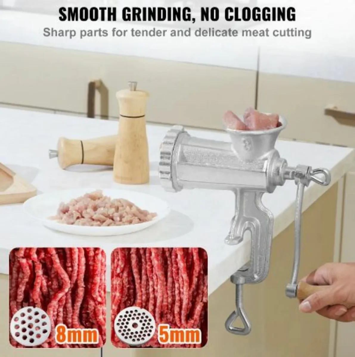 Manual Meat Grinder, Heavy Duty Cast Iron - Image 3