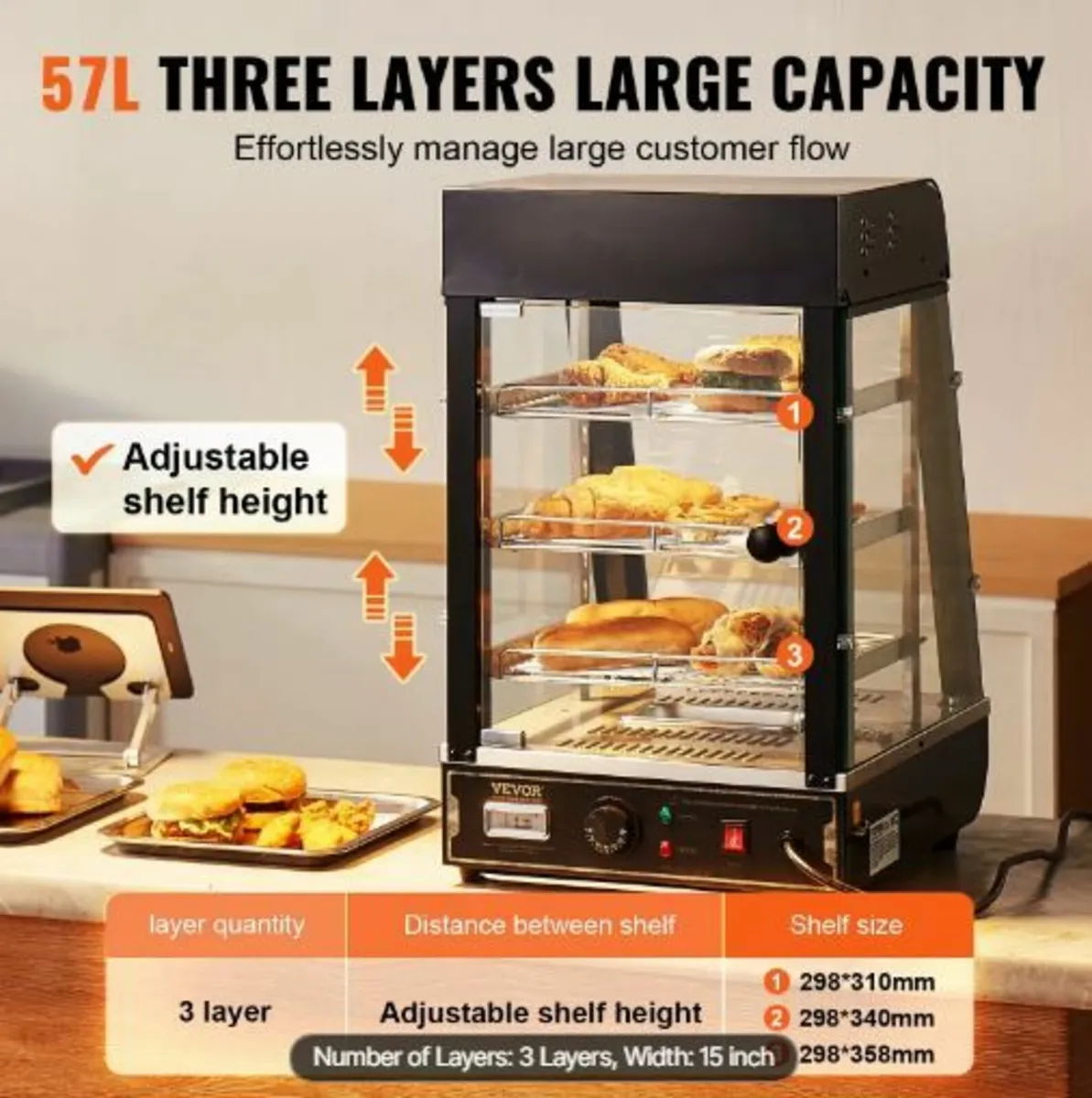 3-Tier Commercial Food Warmer Display - Image 3