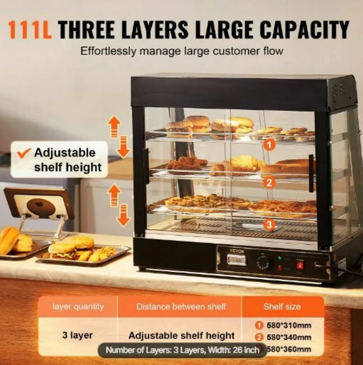 3-Tier Commercial Food Warmer Display - Image 2