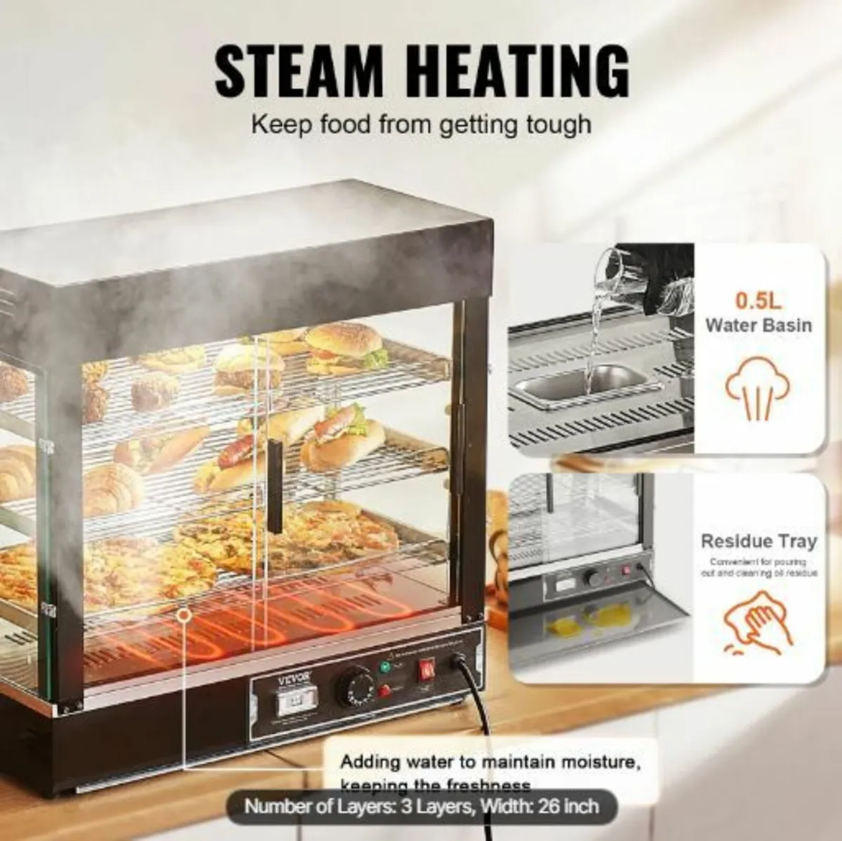 3-Tier Commercial Food Warmer Display - Image 3