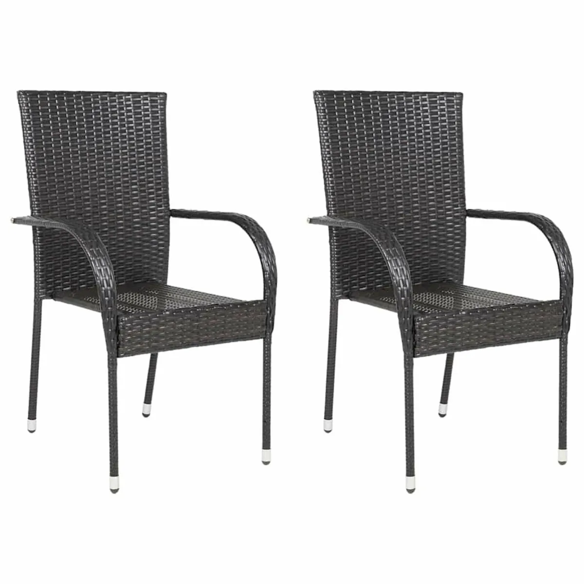 Stackable Outdoor Chairs 2 pcs Poly Rattan Brown - Image 1