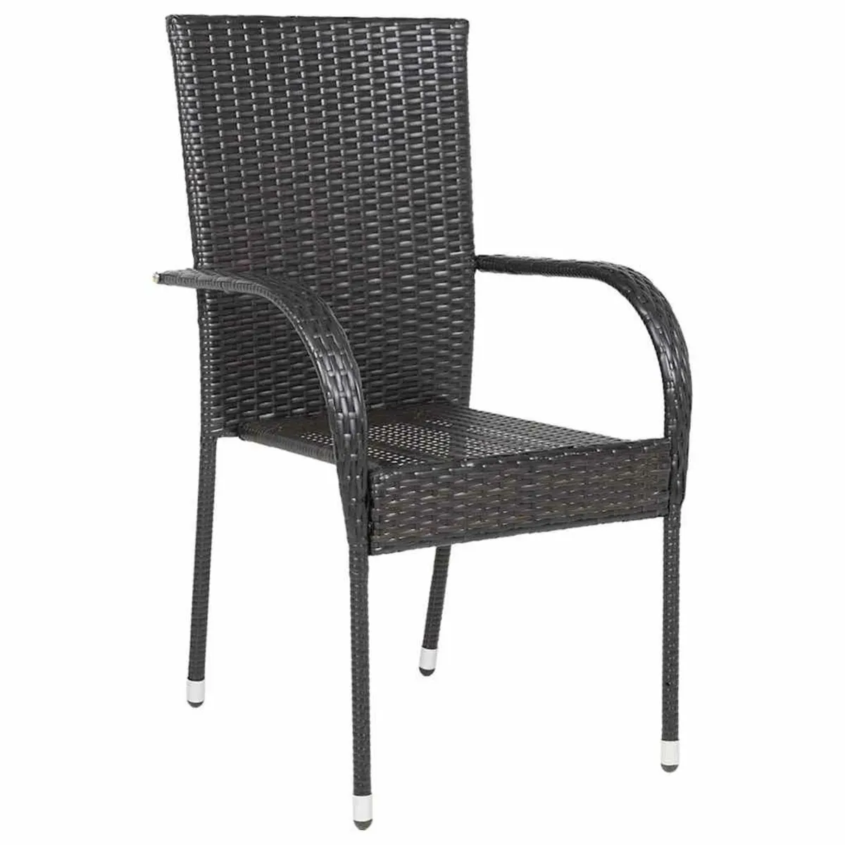 Stackable Outdoor Chairs 2 pcs Poly Rattan Brown - Image 2