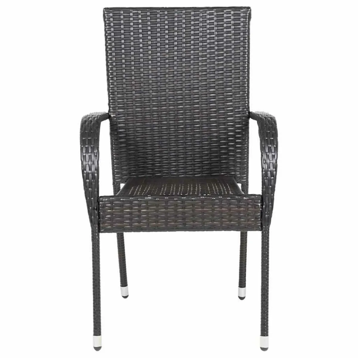 Stackable Outdoor Chairs 2 pcs Poly Rattan Brown - Image 3