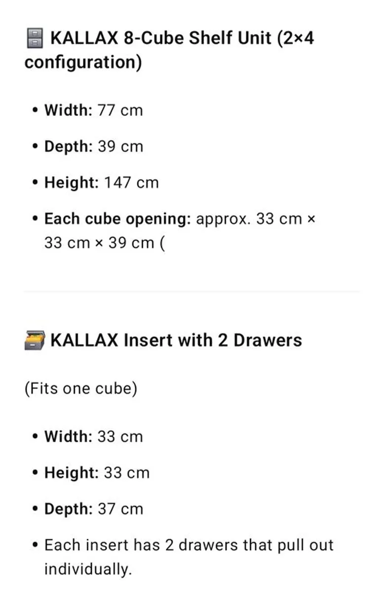 IKEA KALLAX 8-Cube Unit with 8 Drawers + 2 KNIPSA Baskets - Image 4