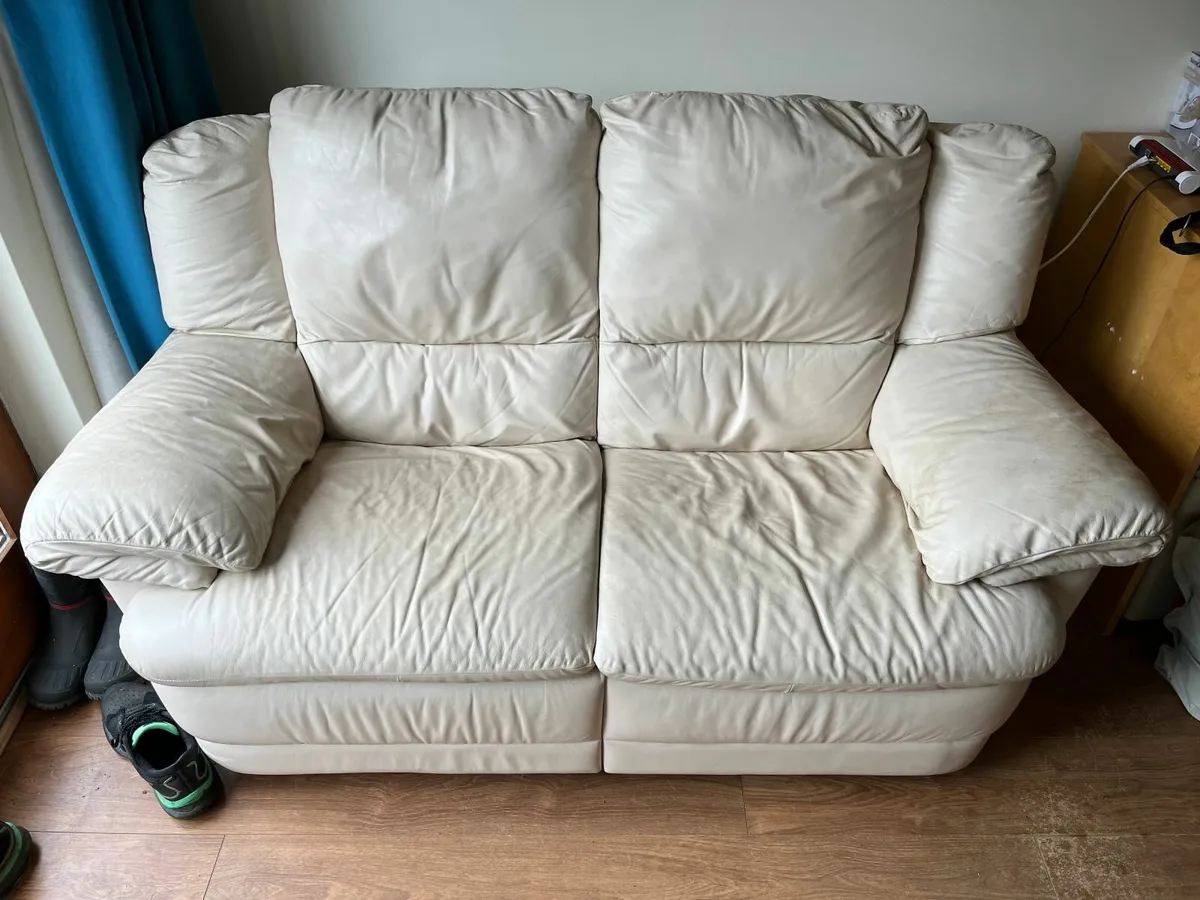 2 Seater Cream Recliner Couch - Image 1