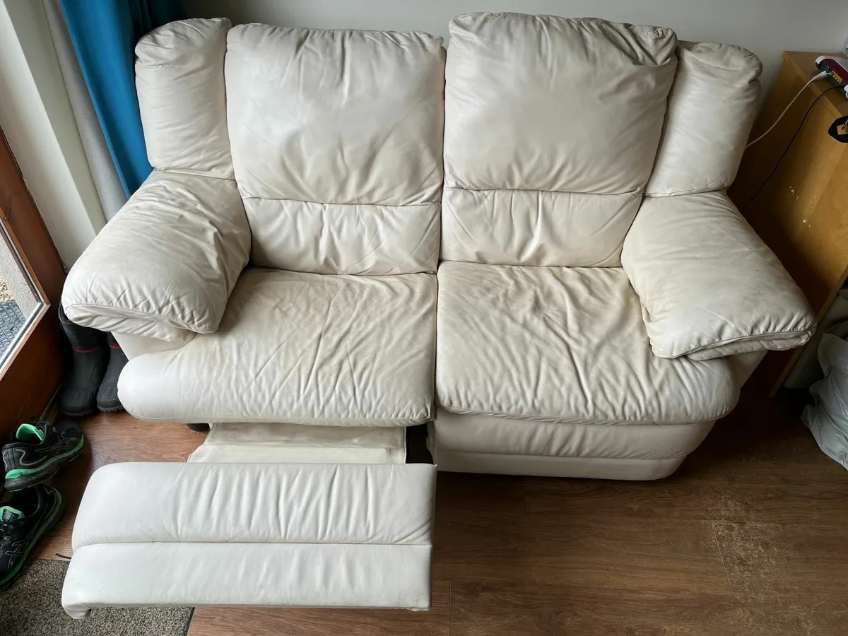 2 Seater Cream Recliner Couch - Image 2