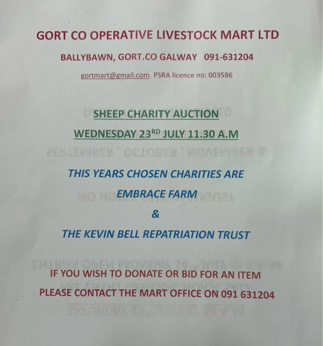 Gort Mart: Sheep Charity Auction : Wed 23rd July - Image 1