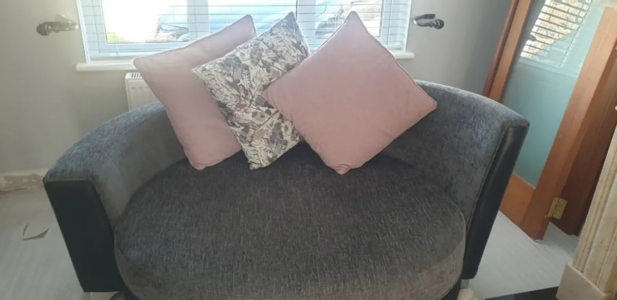 Grey 2 seater Cuddler Couch - Image 1