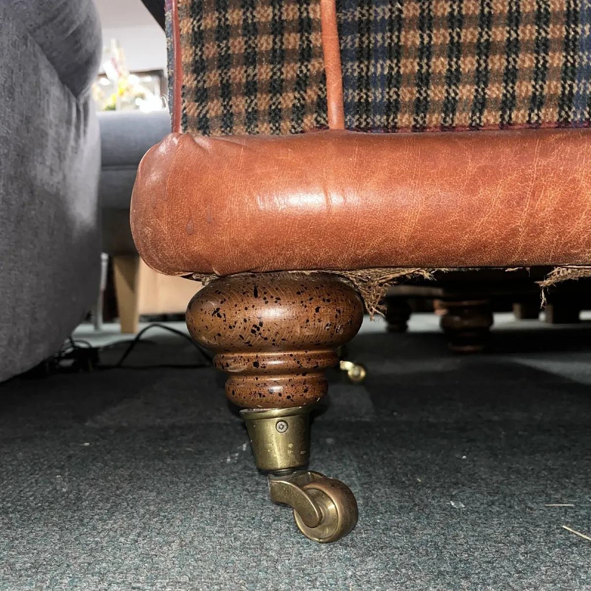 Fabulous Tartan & Leather Armchair - Image 2