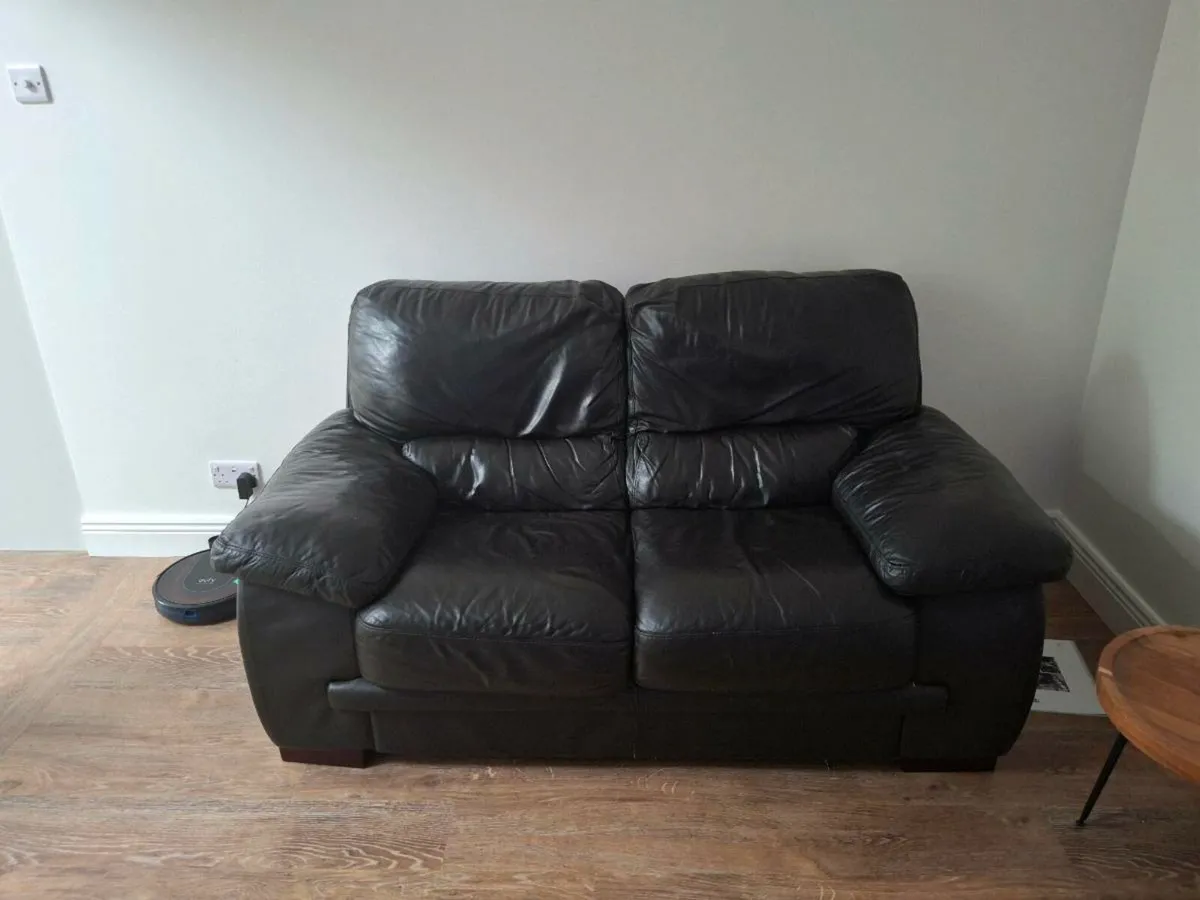 Leather 2-seater sofa