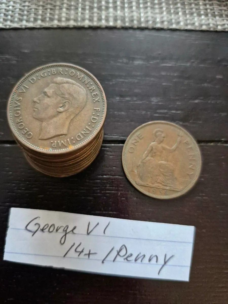 George VI 1 penny coins - Image 1