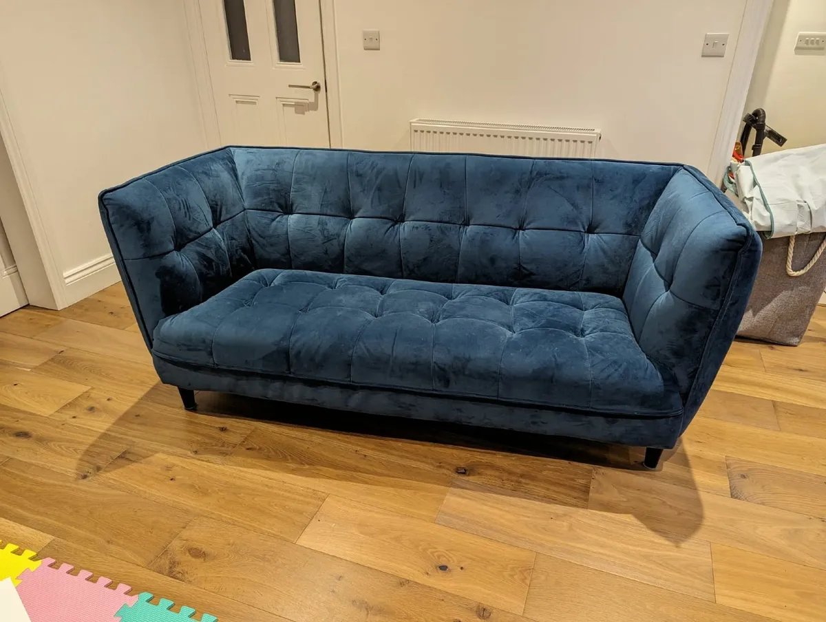 Blue Three Seater Sofa - Image 1