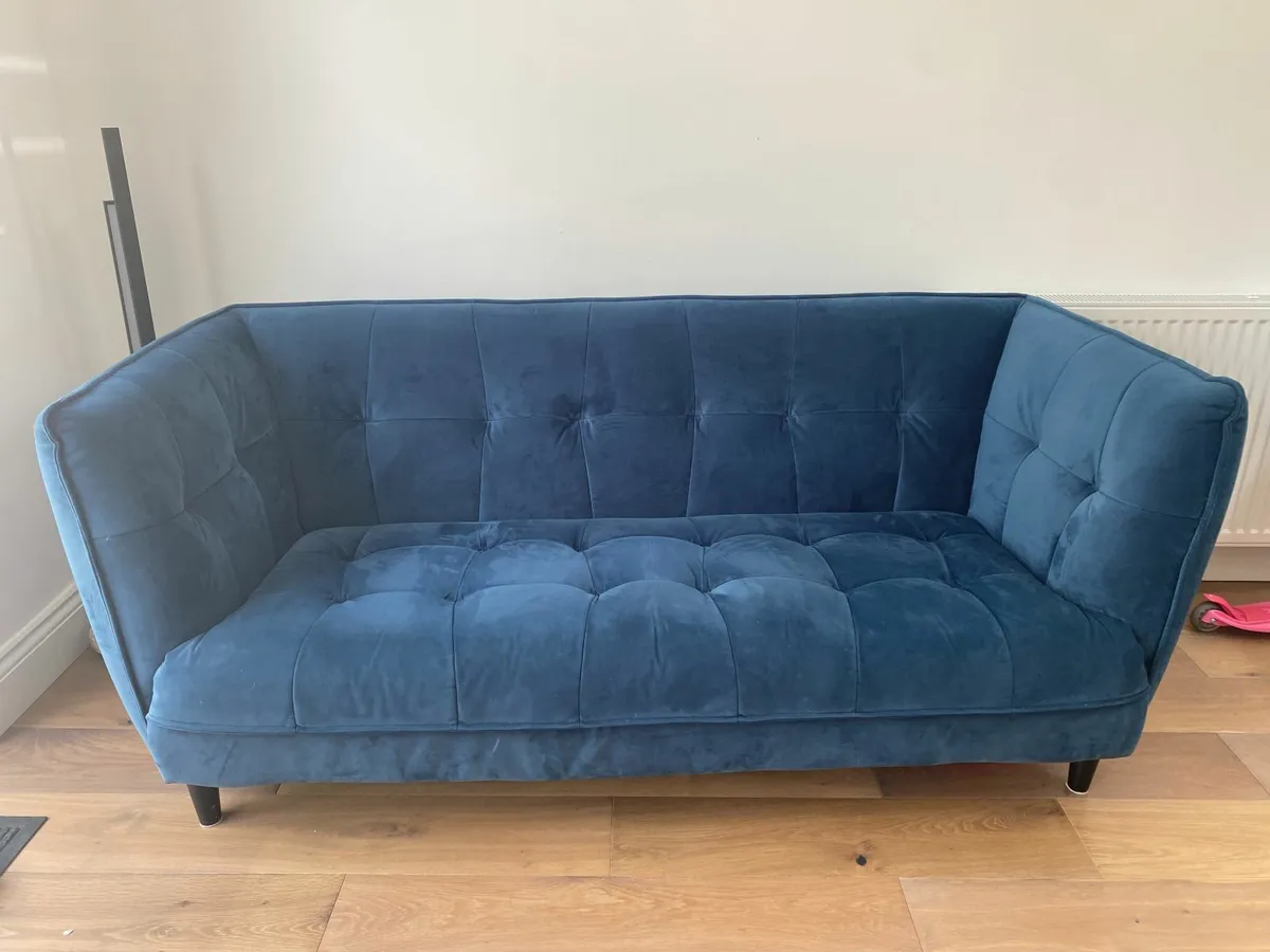 Blue Three Seater Sofa - Image 2