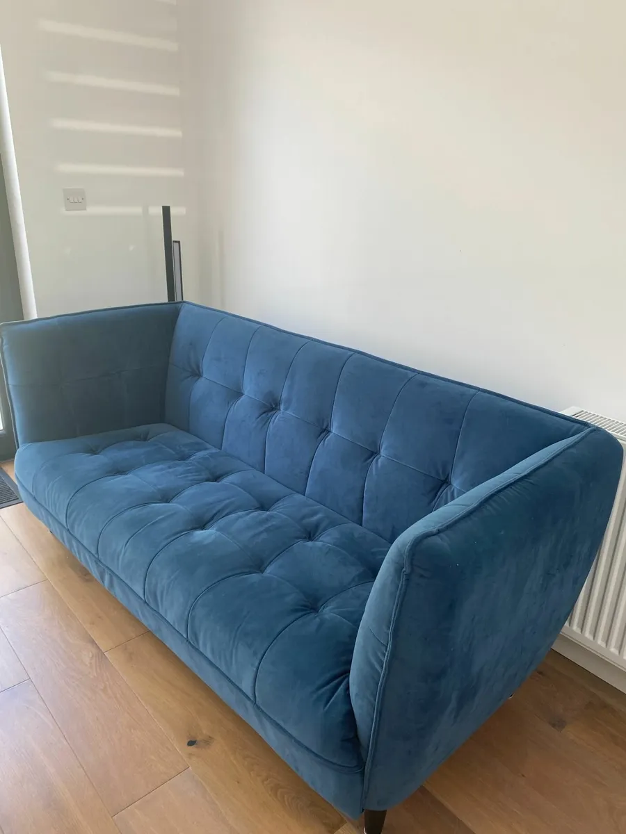 Blue Three Seater Sofa - Image 3