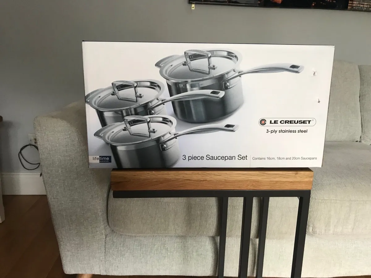 3 PIECE LE CREUSET SAUCEPAN SET FOR SALE - Image 1