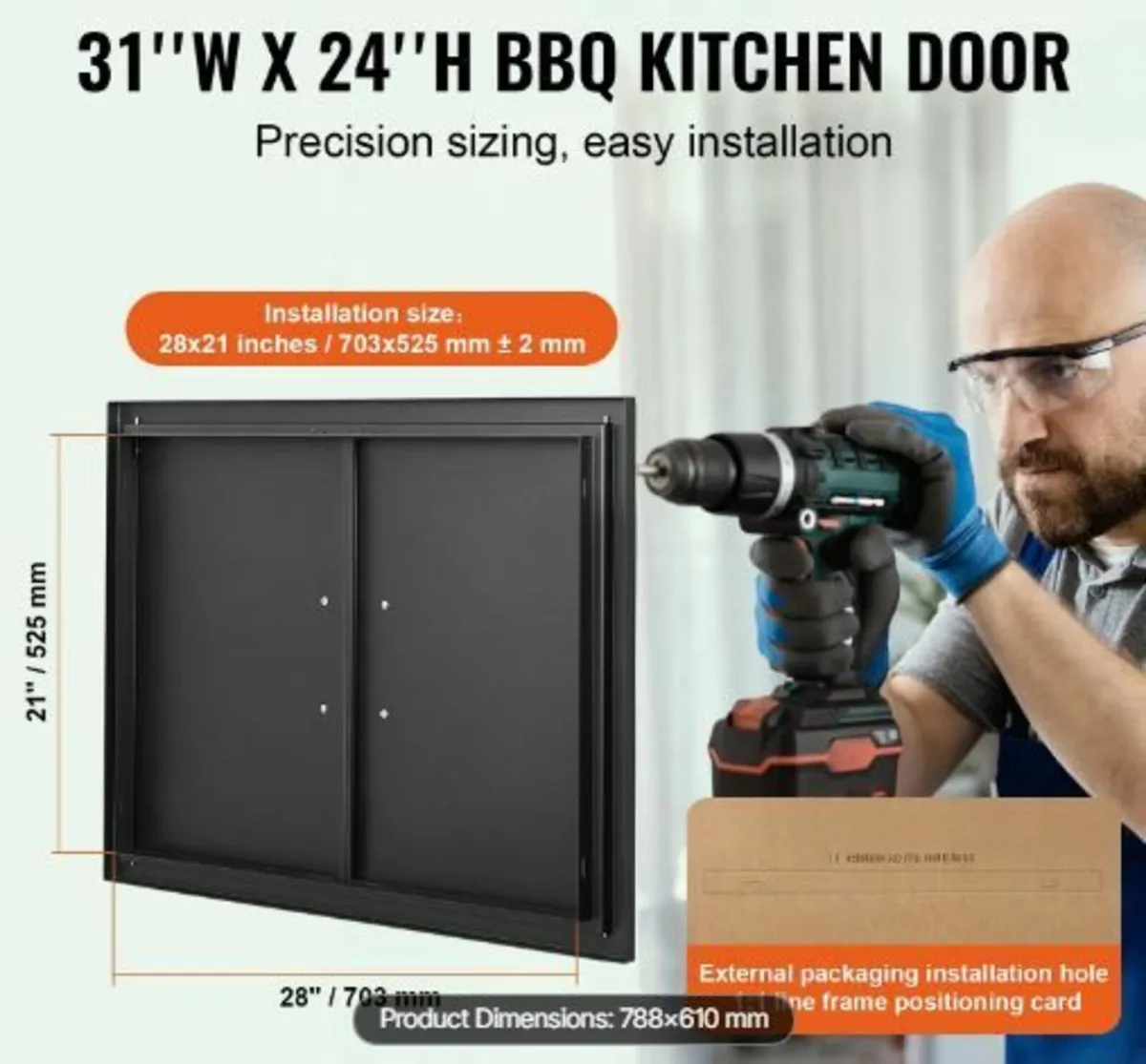 BBQ Access Door, 788x610 mm Double Outdoor - Image 3