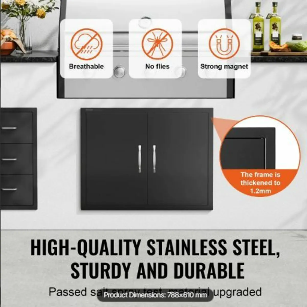 BBQ Access Door, 788x610 mm Double Outdoor - Image 4