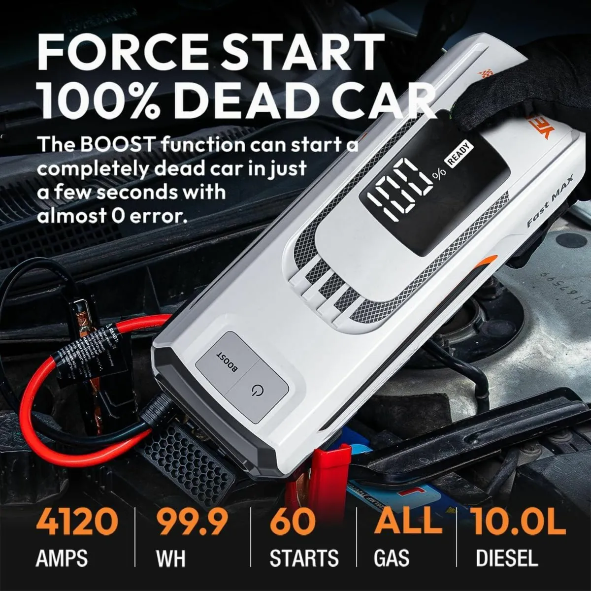 YESPER Fast Max Car Jump Starter 4120A, 27000mAh - Image 1