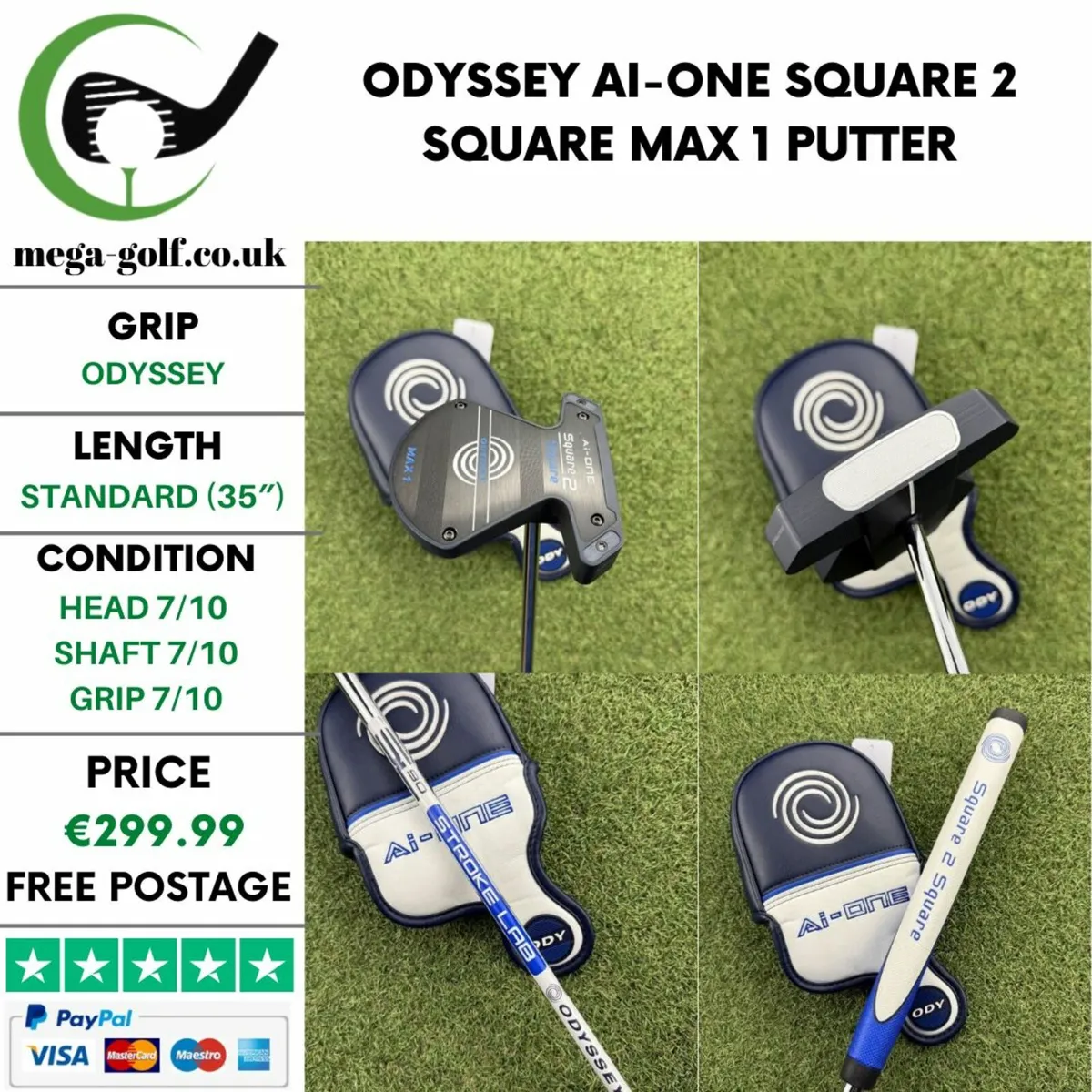 ODYSSEY AI-ONE SQUARE 2 SQUARE MAX 1 PUTTER / 35″ - Image 1