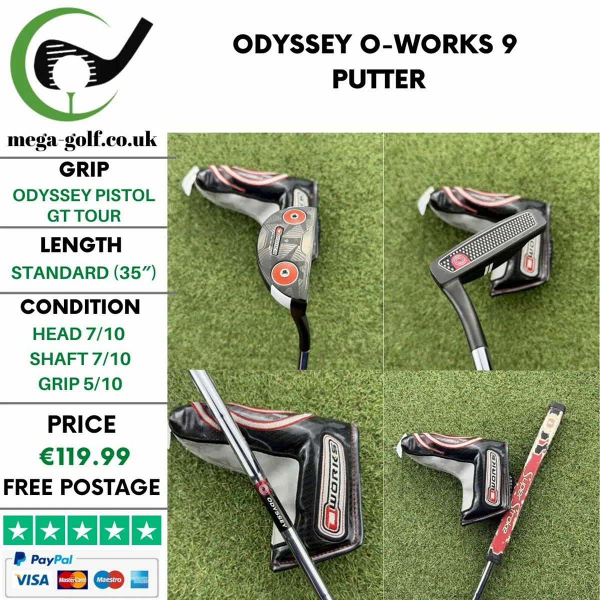 ODYSSEY O-WORKS 9 PUTTER / 35″ - Image 1