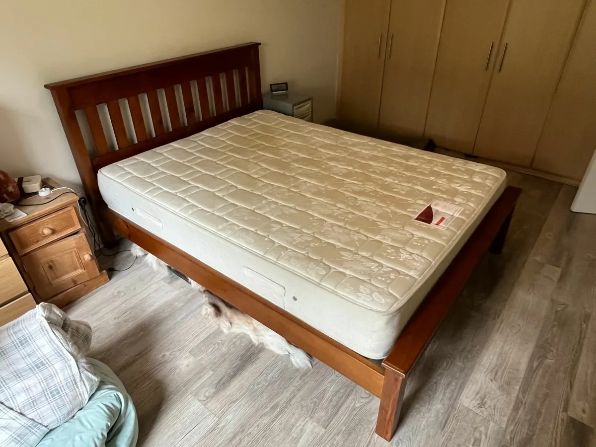 Wooden King Size Bed and Mattress for sale - Image 1