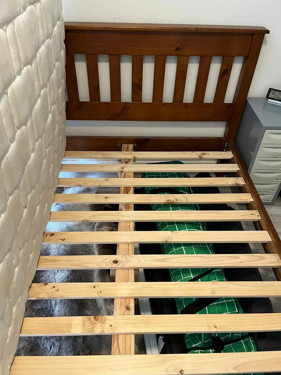 Wooden King Size Bed and Mattress for sale - Image 3