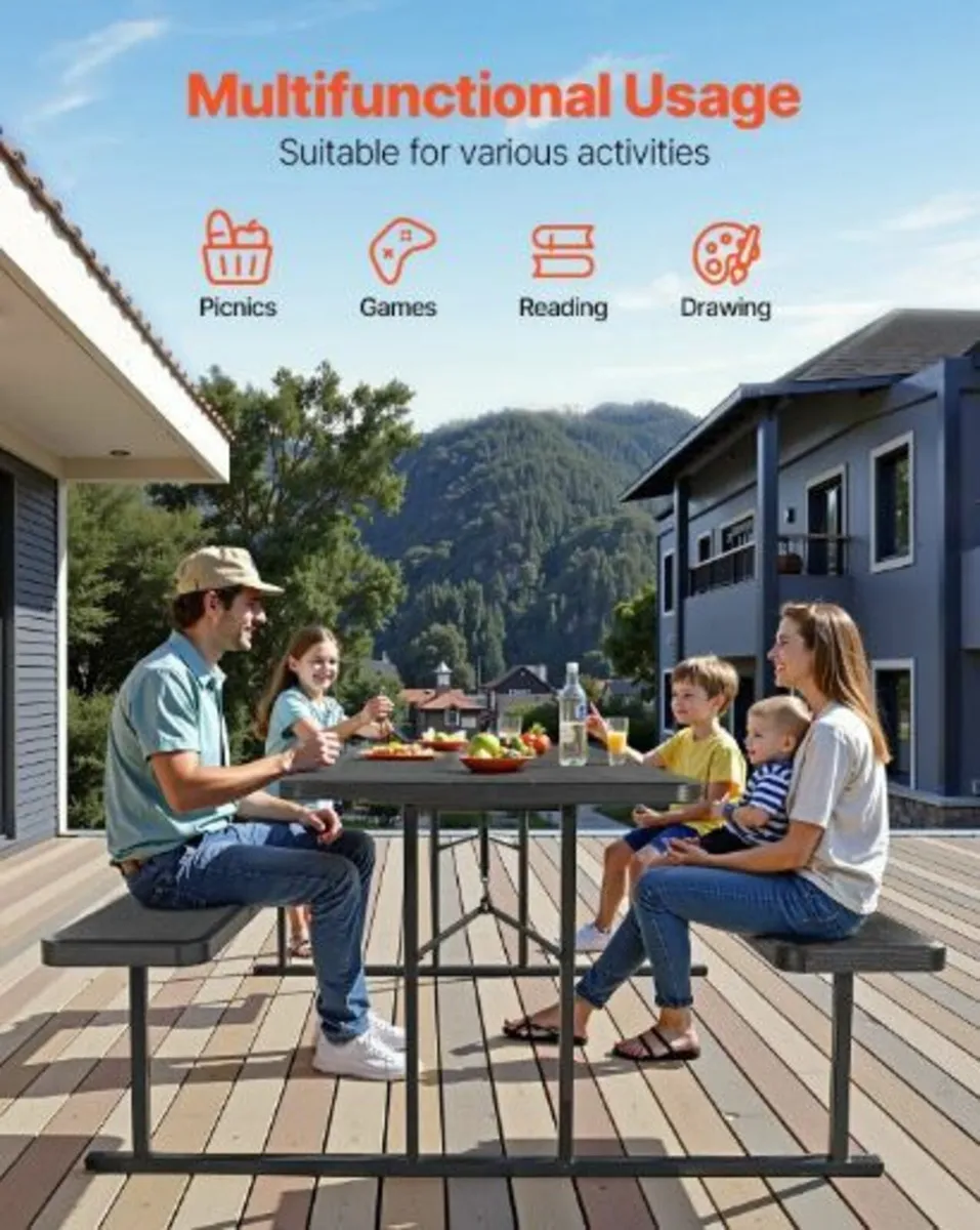 Picnic Table Foldable Steel Camping - Image 4