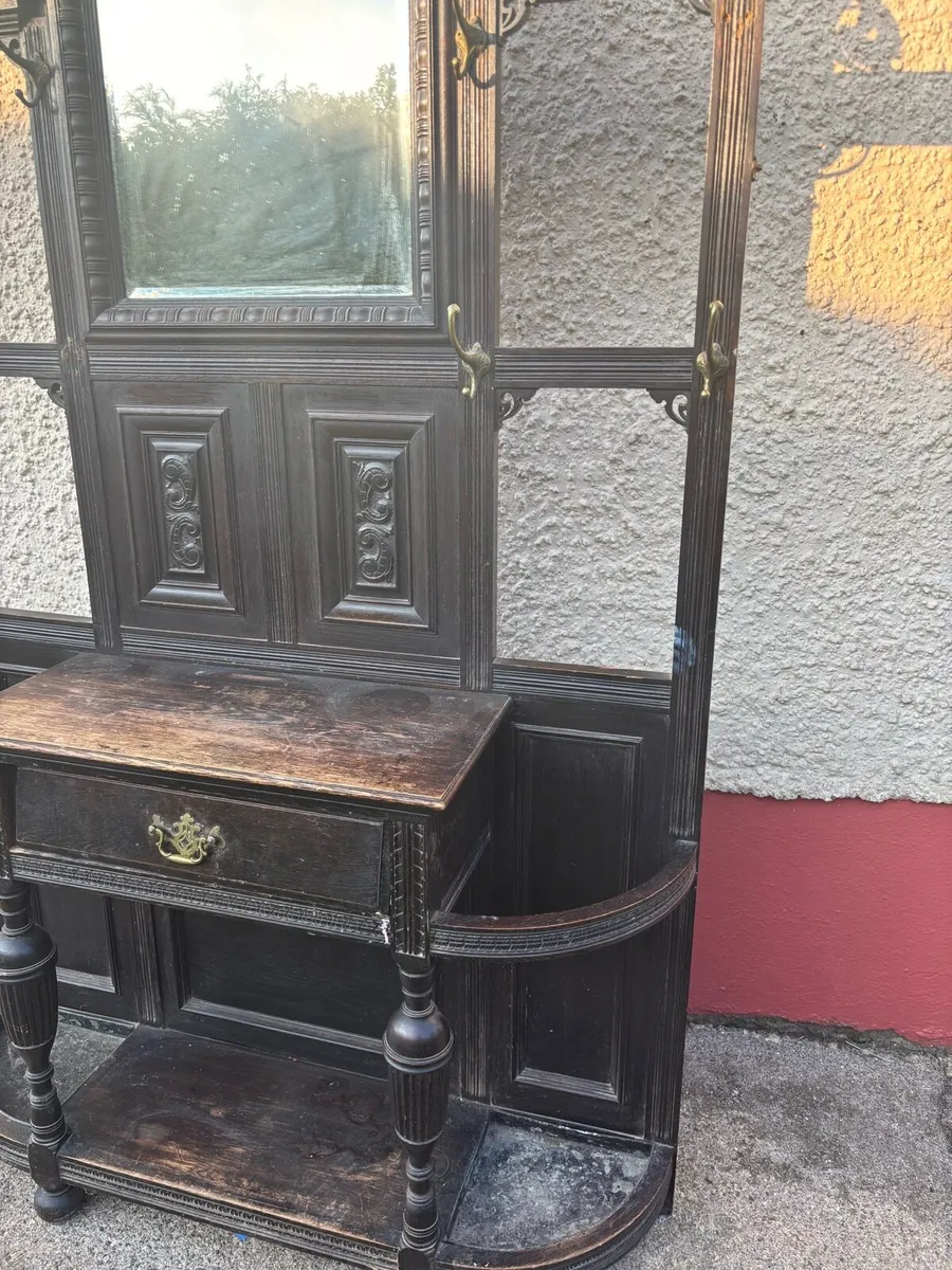 Antique hall tree / hall stand - Image 4